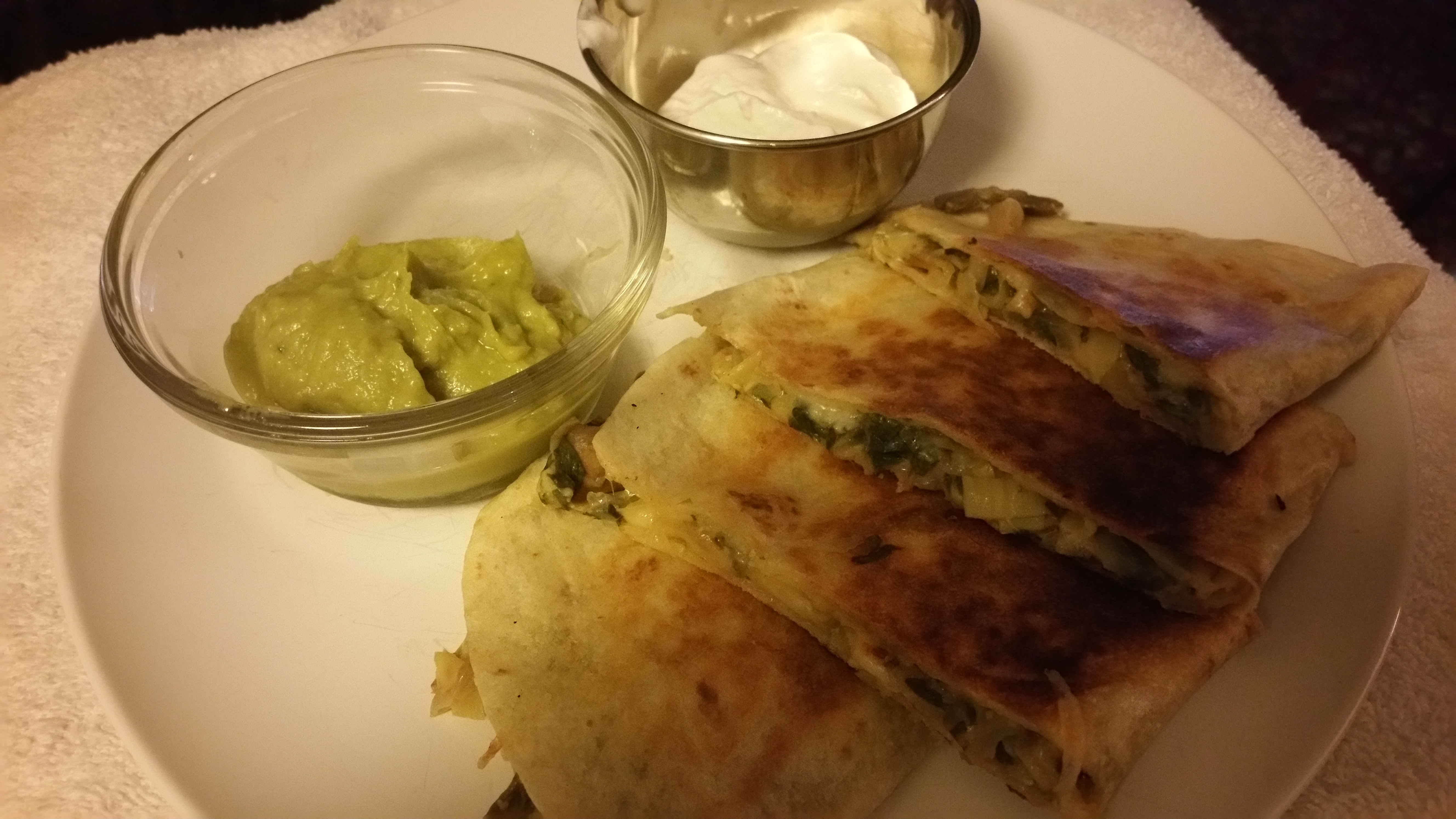 Mushroom Spinach & Smoked Gouda Quesadillas